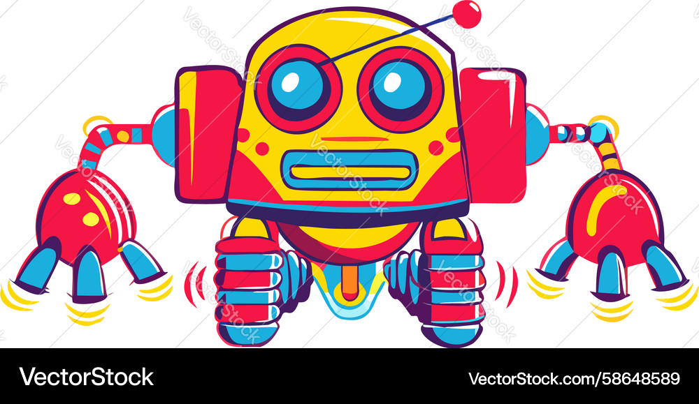 Retro Robot Pop Art Character Vector Image