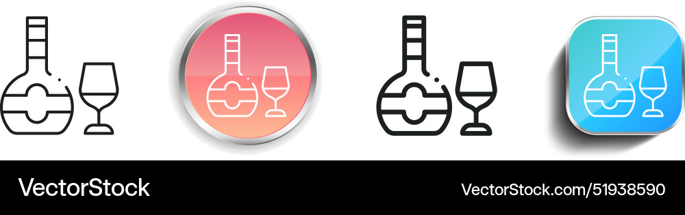 Brandy icon thin linear regular and button style Brandy icon thin linear regular and button style vector image