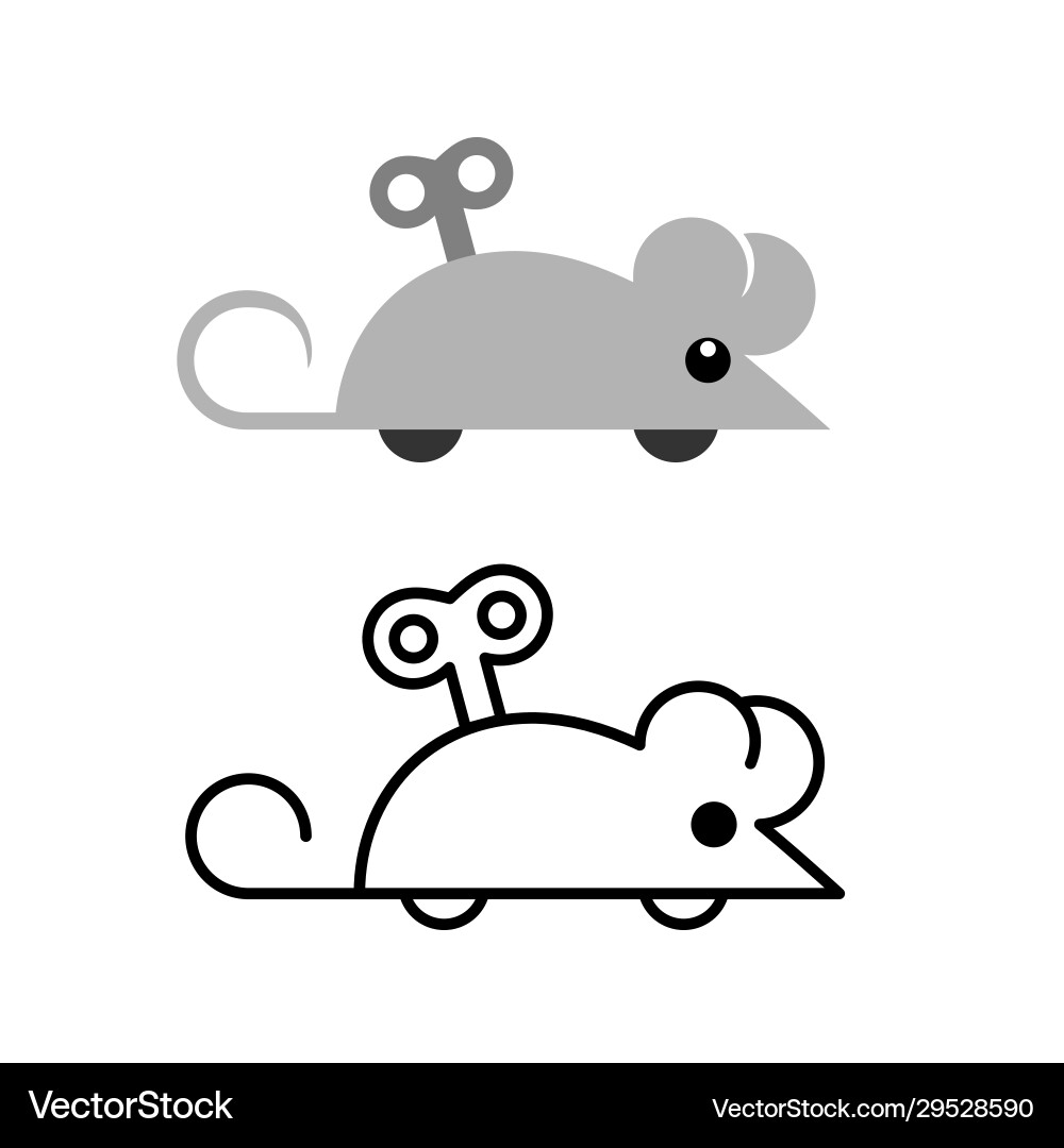 Clockwork mouse toy icon mechanical mice side vector image