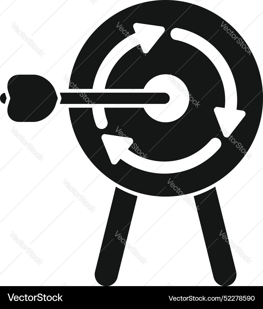 Dart flying to rotating target on stand icon Dart flying to rotating target on stand icon vector image
