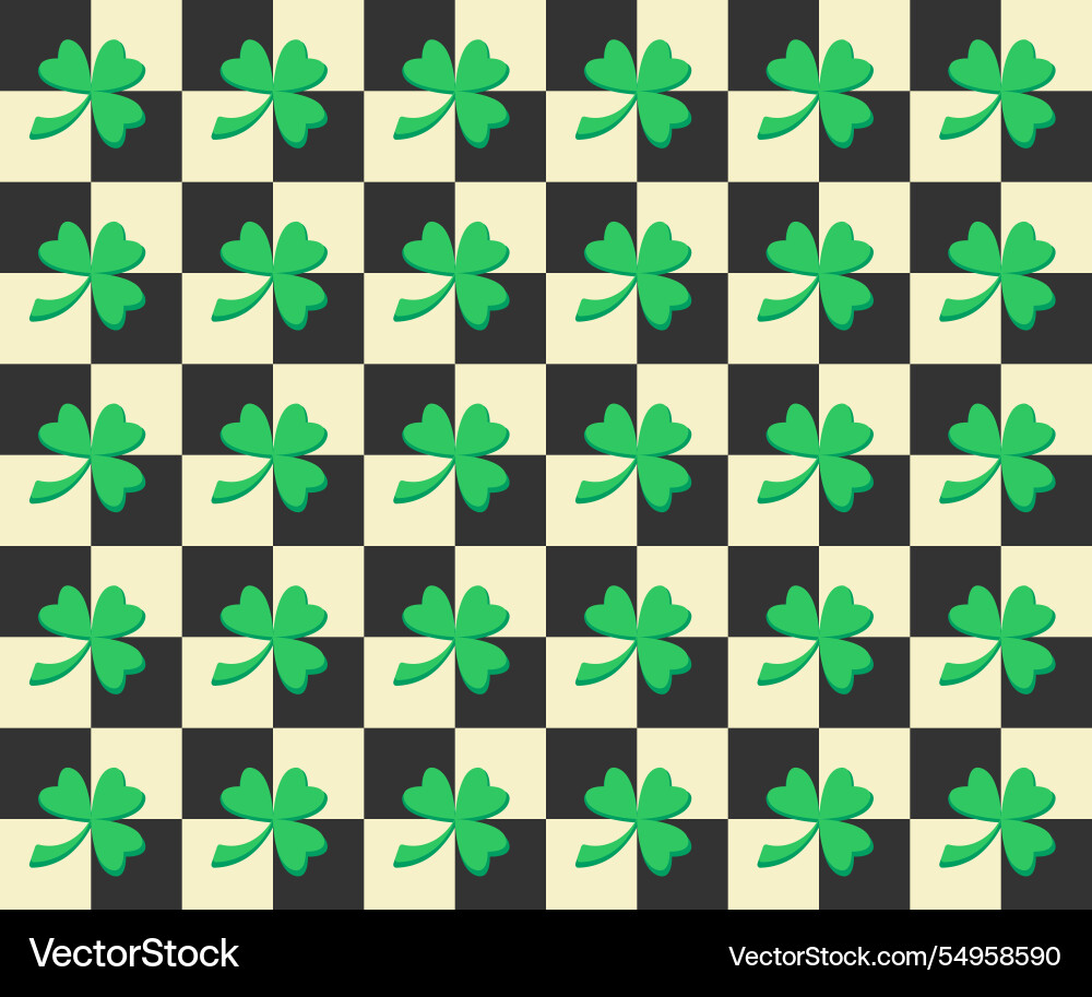 Irish clover checkered seamless pattern tree Irish clover checkered seamless pattern tree Vector Image