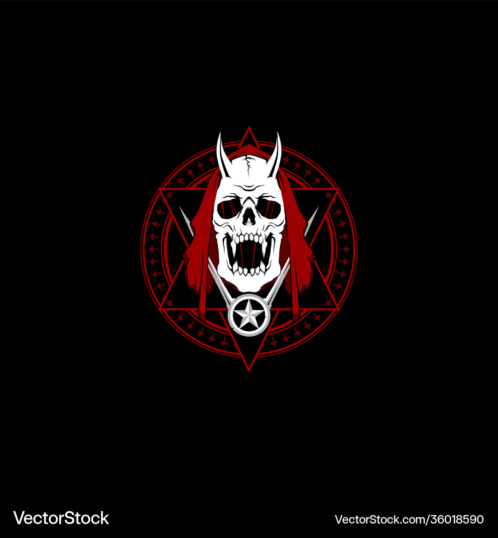 Satanic Devil Skull with Pentagram – Royalty-Free Vector | VectorStock