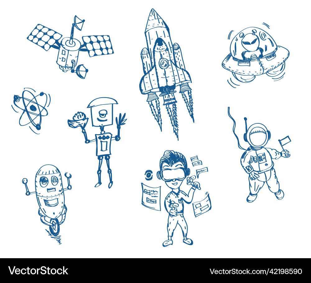 Sketch about science and technology Vector Image