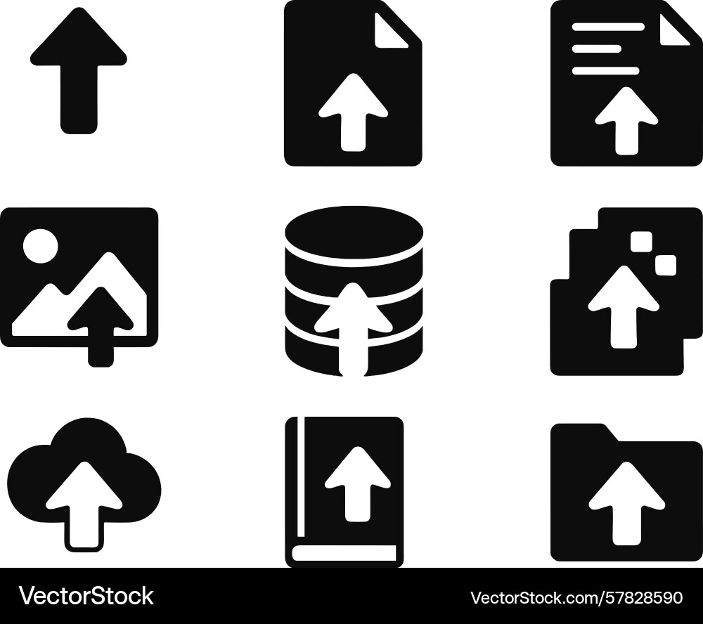 Various upload icons representing different file Various upload icons representing different file vector image