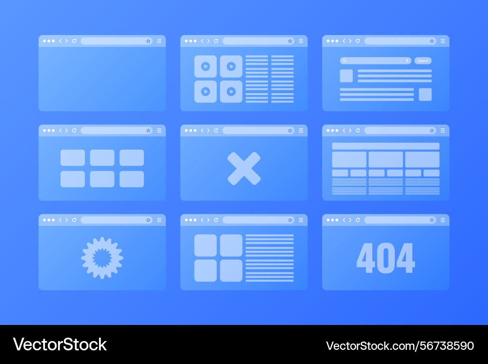 Webbrowser Fenster transparente Seiten Layout Webbrowser Fenster transparente Seiten Layout vektorbild