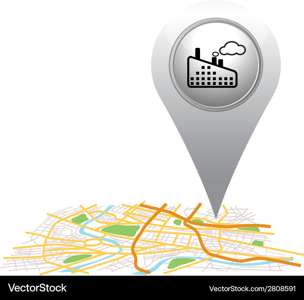 Blue download pointer on map location vector image