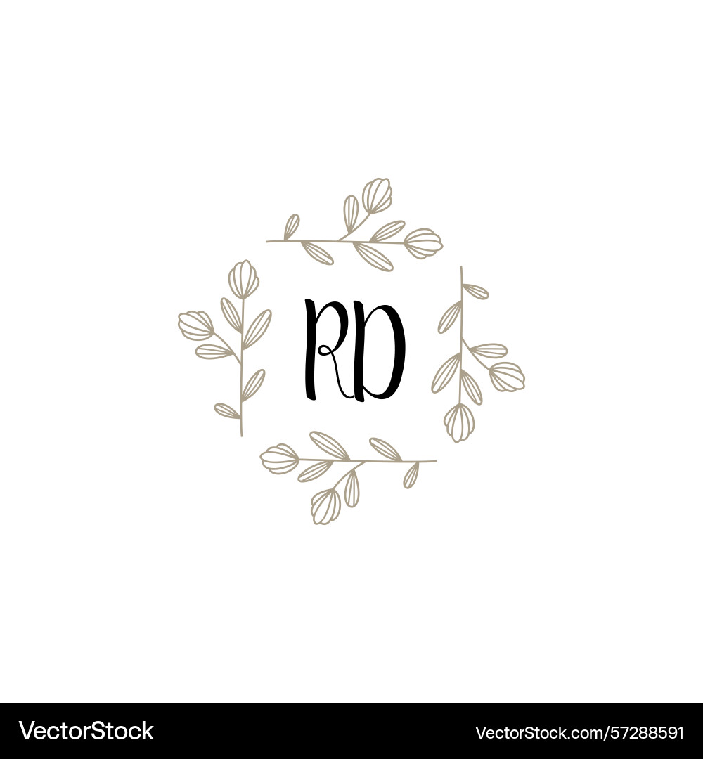 Botanical monogram logos with initial rd Vector Image