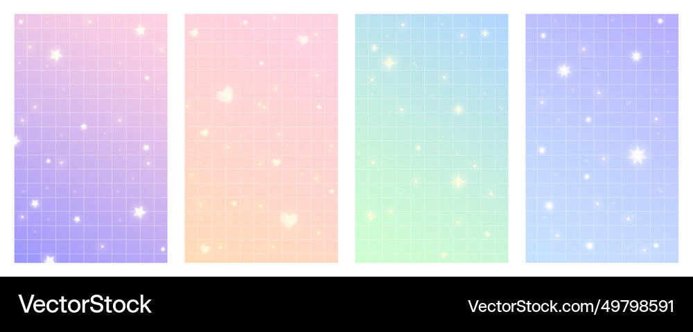 Checkered gradient background with stars set Checkered gradient background with stars set vector image