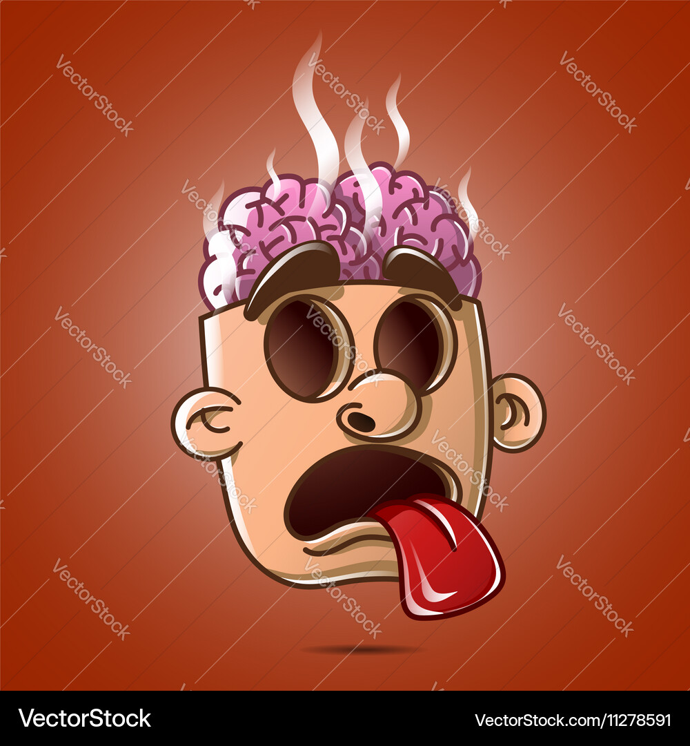 Exploding Head with Tongue - Shock Vector Image