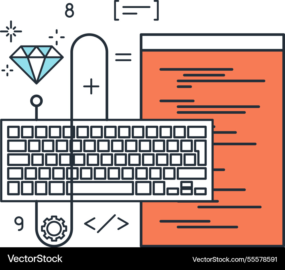 Programm Kodierung Flat Line Web-Icon-Konzept Programm Kodierung Flat Line Web-Icon-Konzept vektorbild