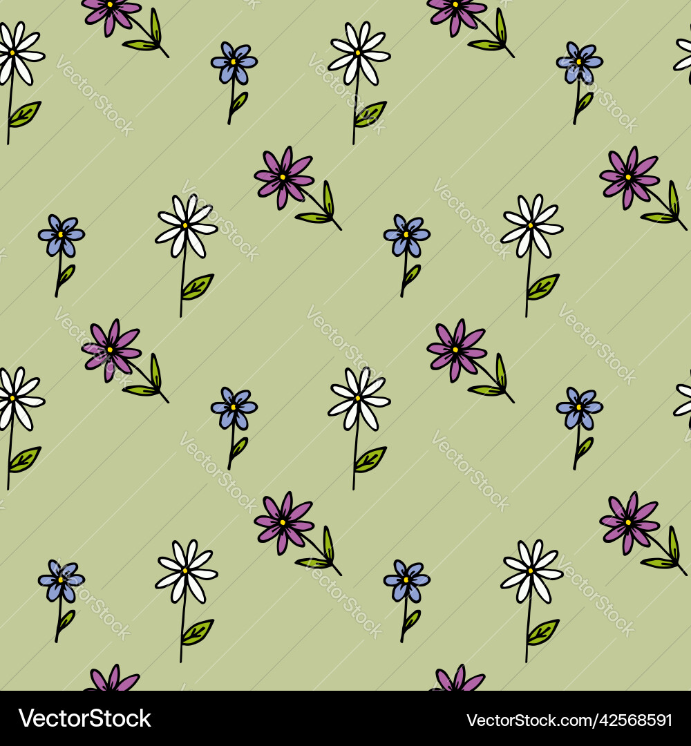 Seamless pattern with simple flowers on light Vector Image