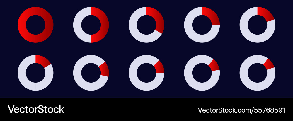 Set of circular graphs with red vector image