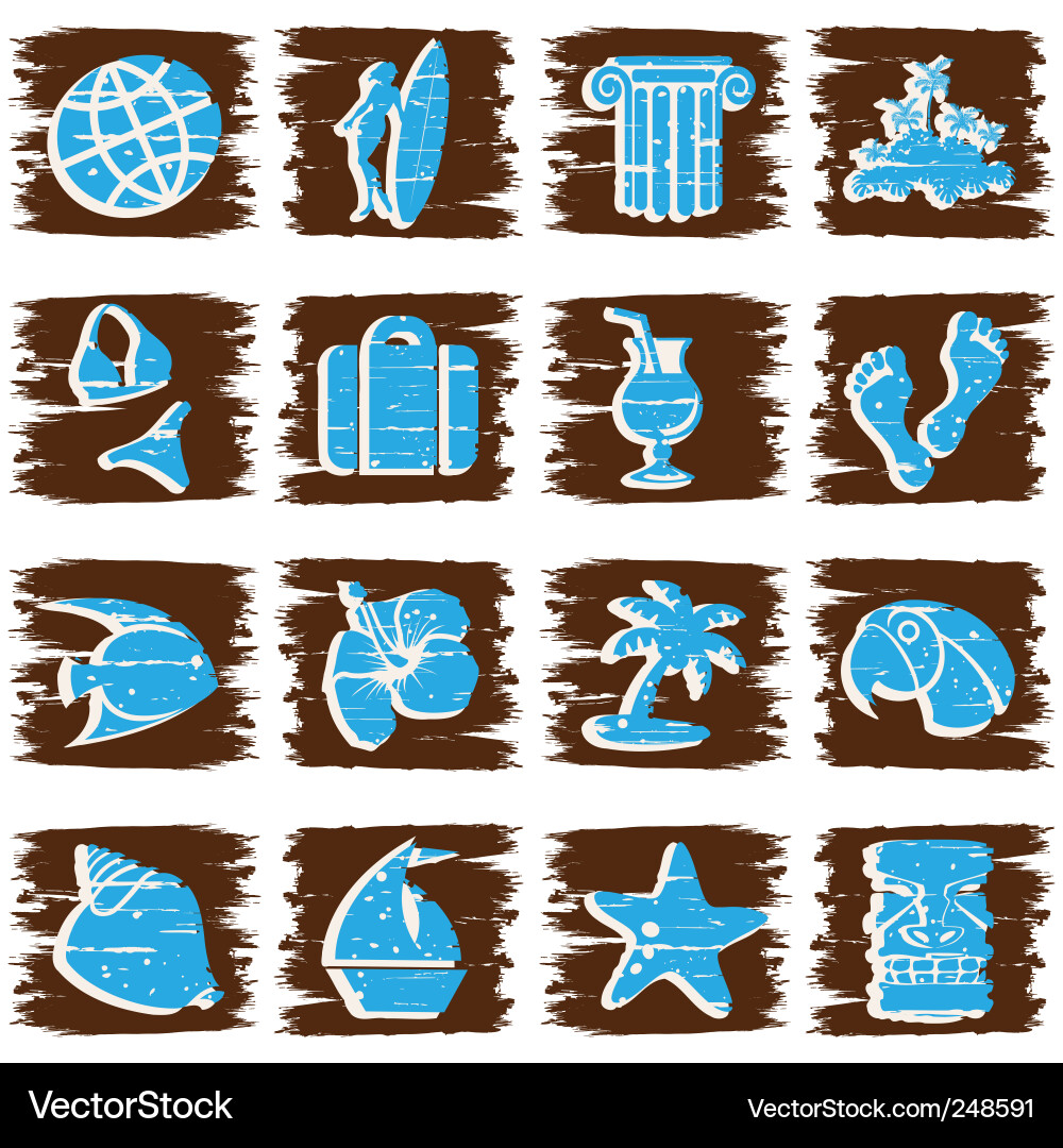 Tropical Grunge Buttons Collection vector image