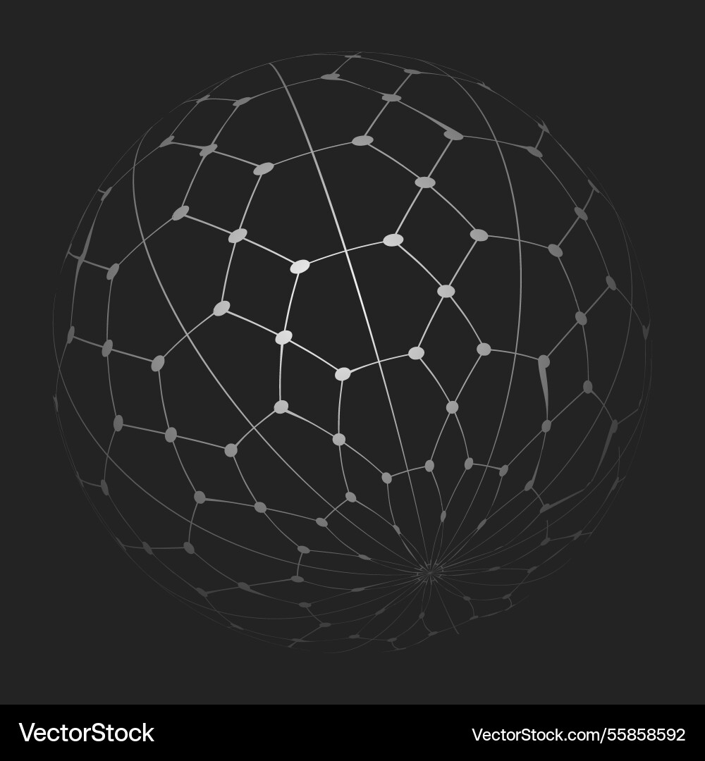 3d sphere mesh grid ball or sphere in grid of Vector Image