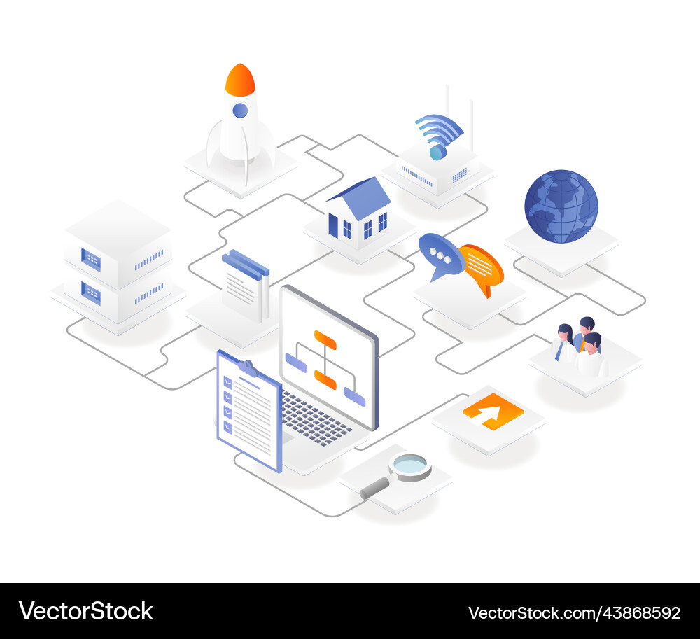 Computer network control system Computer network control system vector image