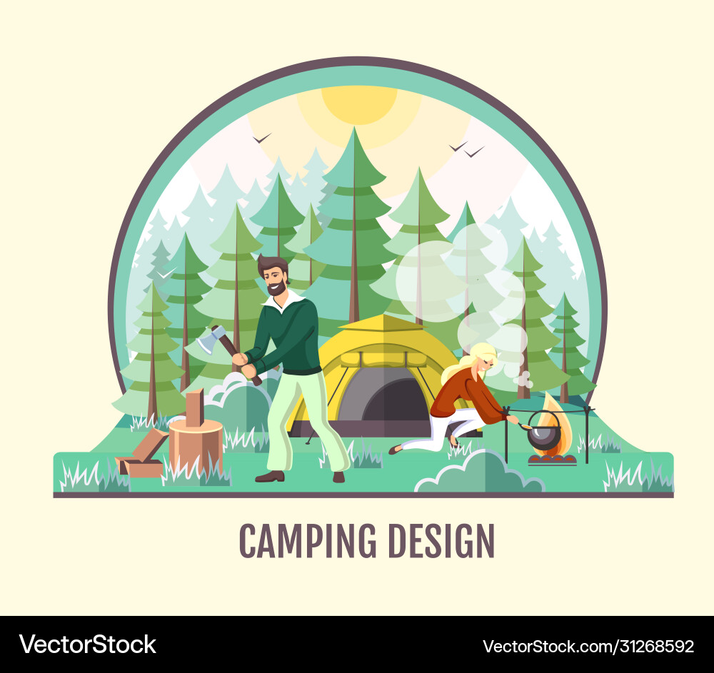 Menschen Camping in wilder Natur Menschen Camping in wilder Natur vektorbild