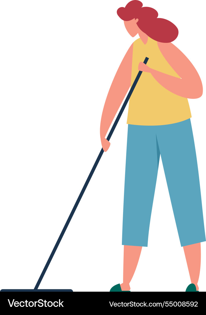 Professional cleaning lady mopping the floor while Vector Image