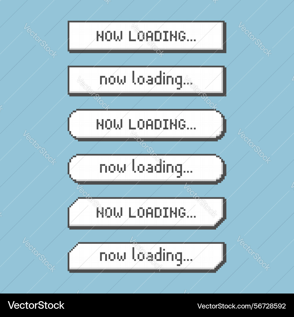 Set of retro game 8bit pixel art loading bar vector image