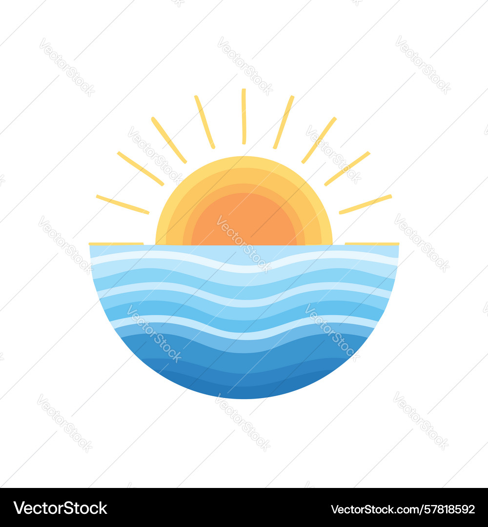 Sunset Waves Icon (57818592) – Royalty-Free Vector | VectorStock