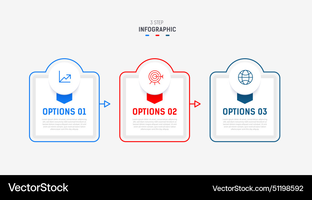 Three step infographic label design template Vector Image