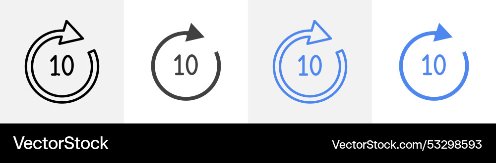 10 Sekunden Skip-Symbol-Set verwenden für Web ui oder App 10 Sekunden Skip-Symbol-Set verwenden für Web ui oder App vektorbild