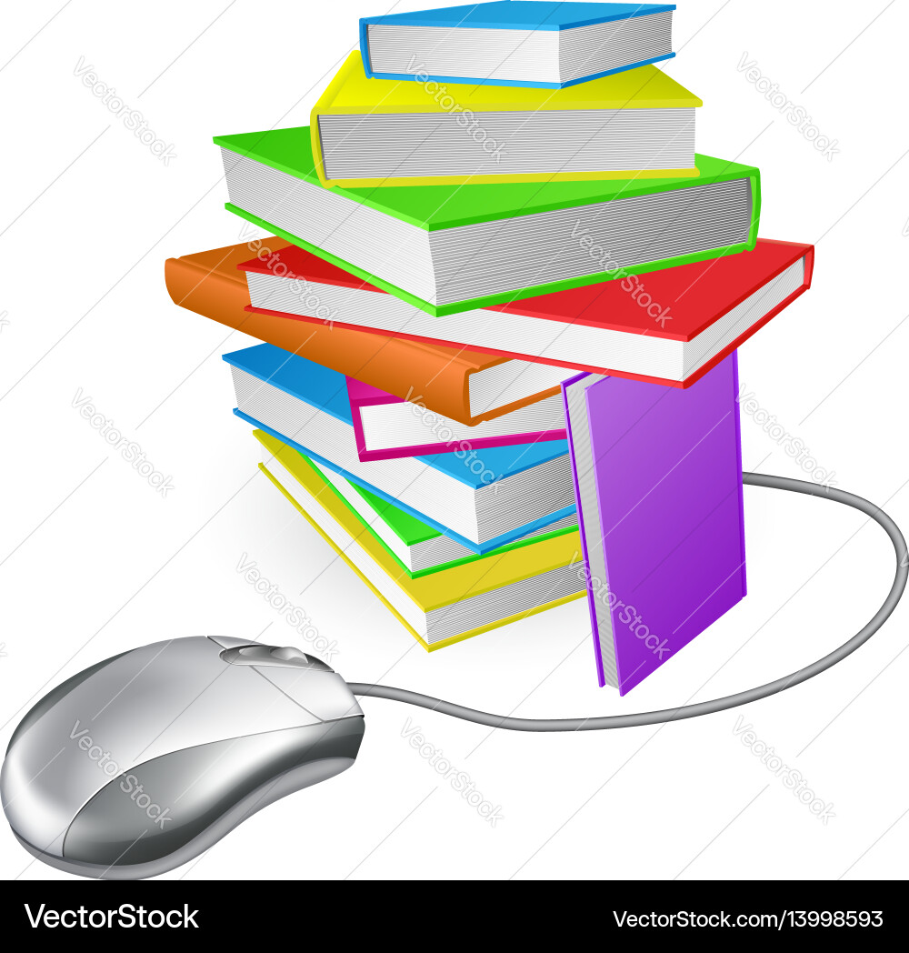 Book stack computer mouse Book stack computer mouse vector image