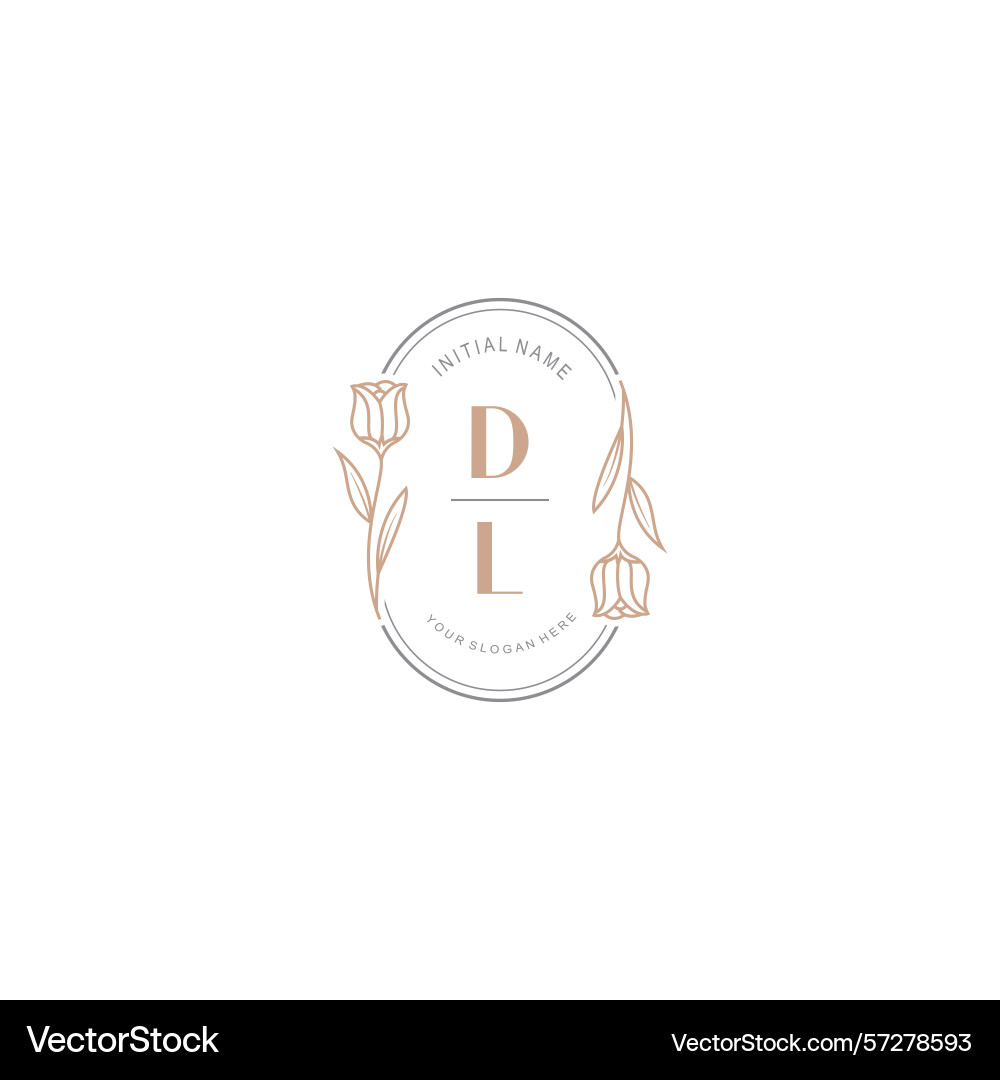 Botanical monogram logos with initial dl Vector Image