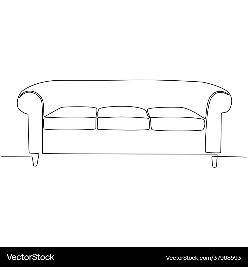 Continuous line drawing front view sofa Continuous line drawing front view sofa vector image