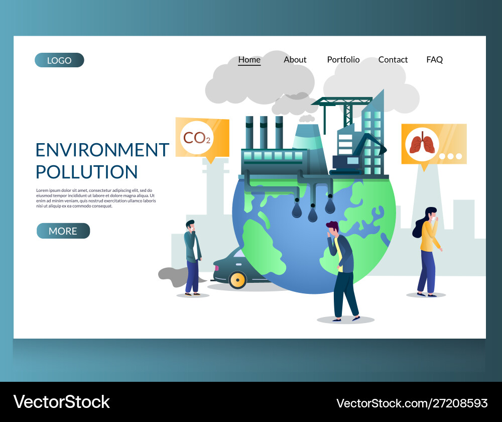 Environment pollution website landing page Environment pollution website landing page Vector Image