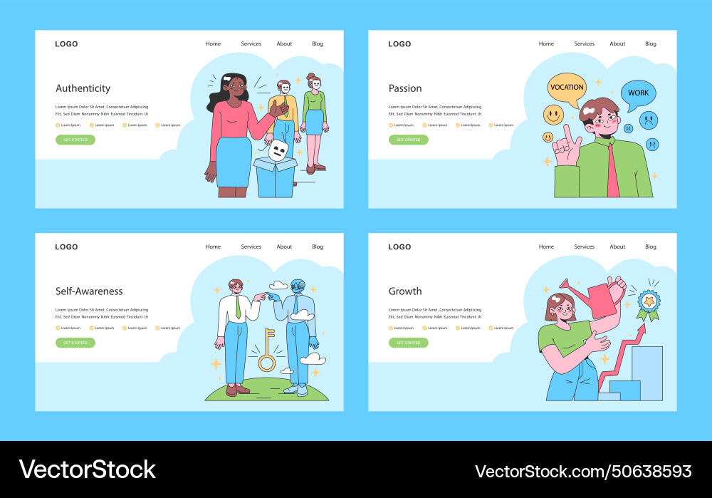 Finding your way in life web or landing set Finding your way in life web or landing set Vector Image
