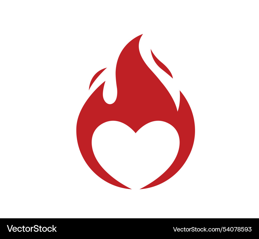 Flame Heart Love Icon Vector Image
