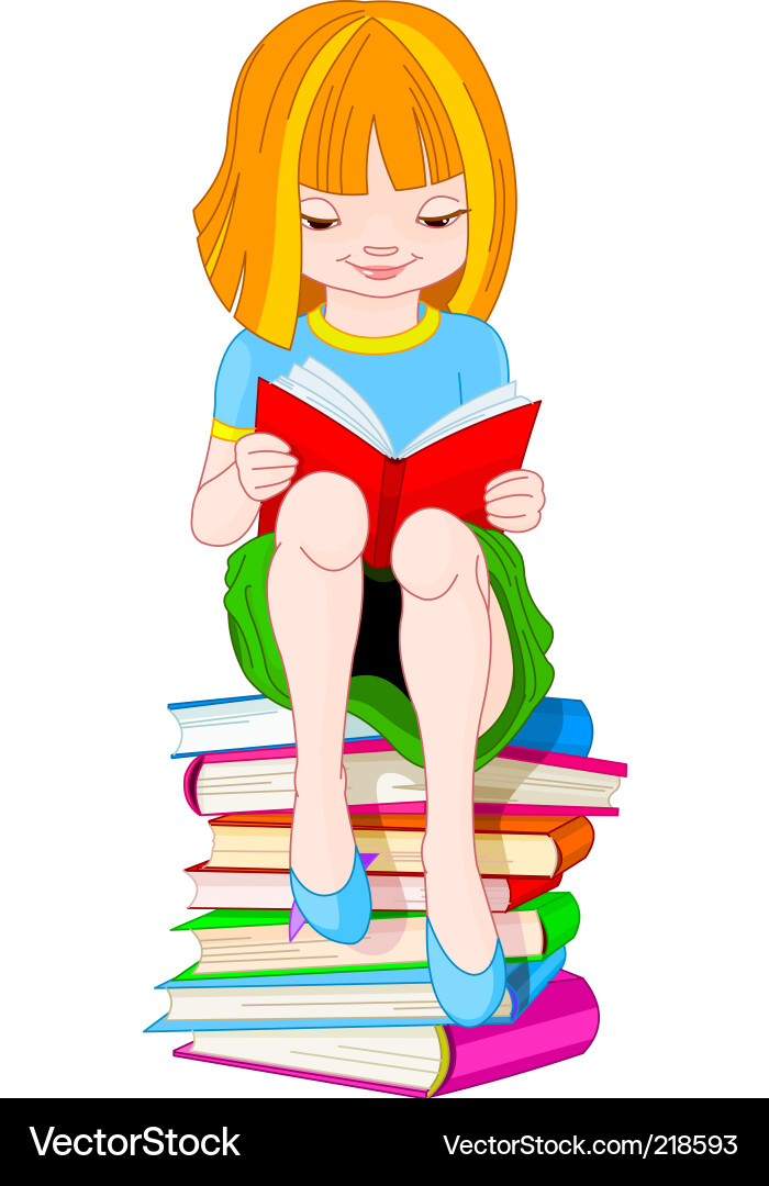 Girl Reading on Books vector image