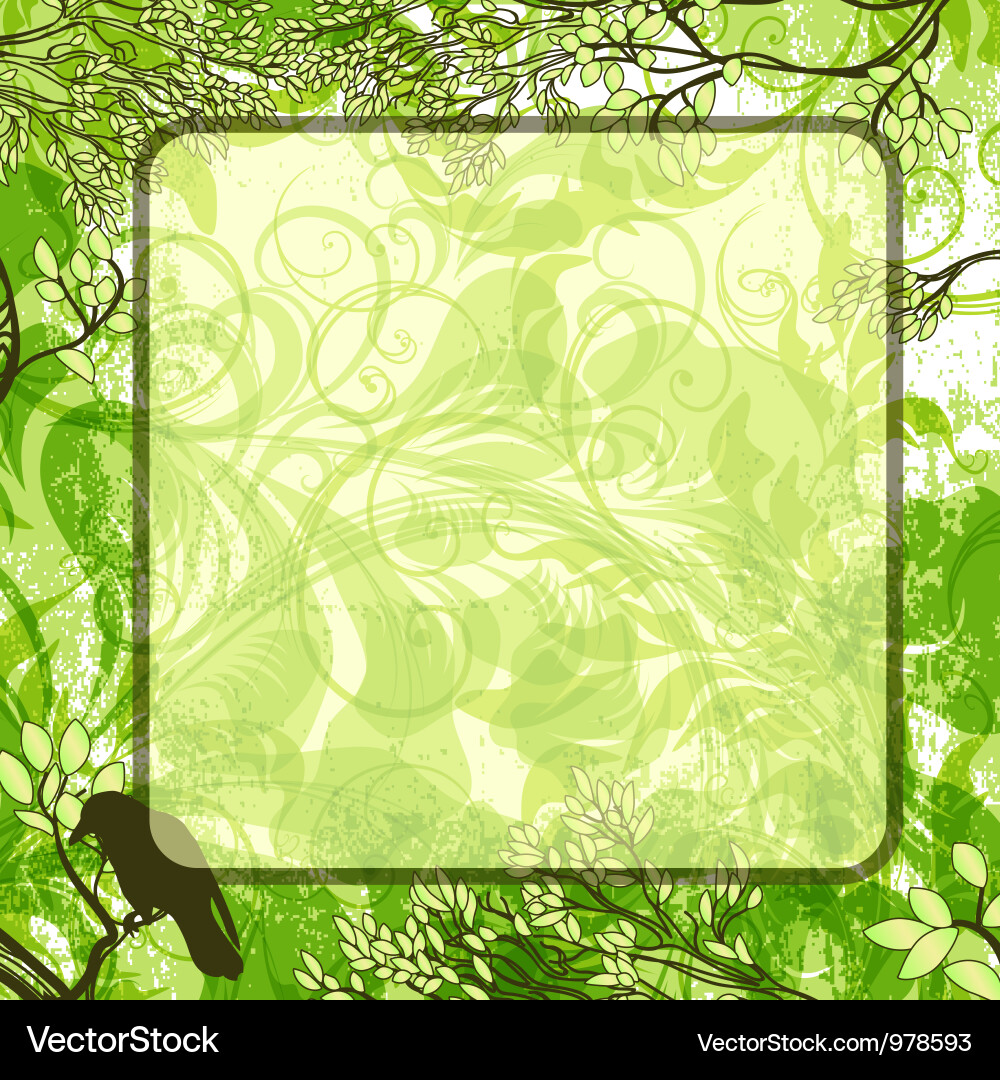 Green square background with tree branches Vector Image