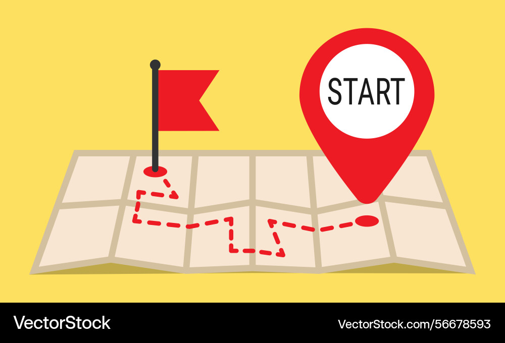 Journey map with starting point and destination Vector Image