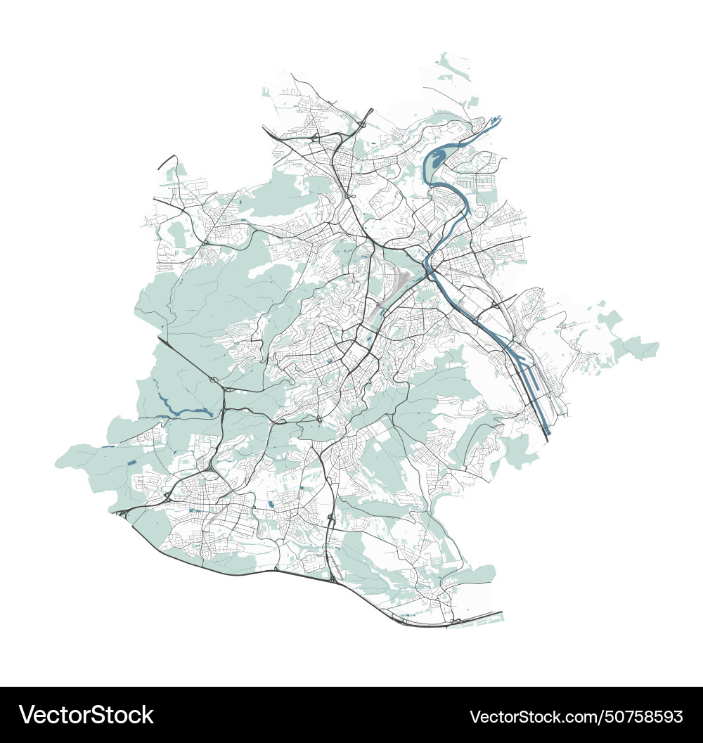 Map of stuttgart germany detailed city Map of stuttgart germany detailed city vector image
