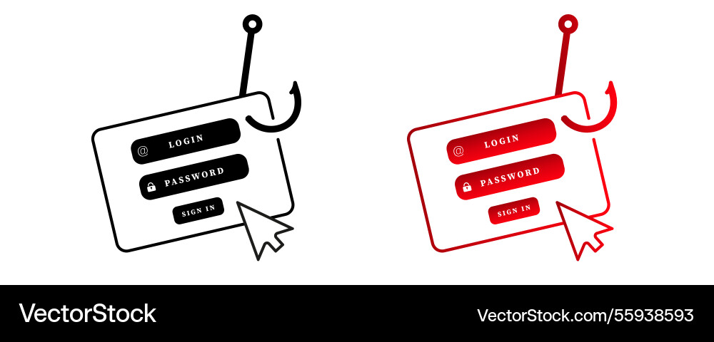 Phishing scam symbols with mouse pointer Vector Image