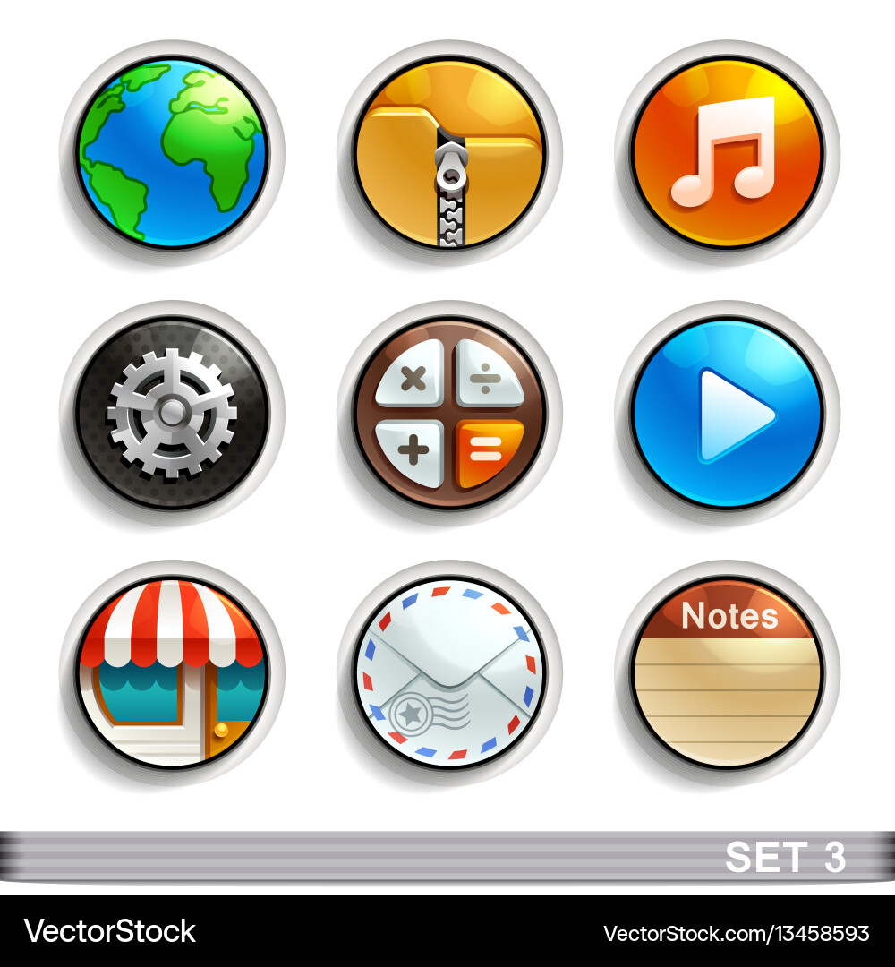 Round button icons-set 3 Round button icons-set 3 Vector Image
