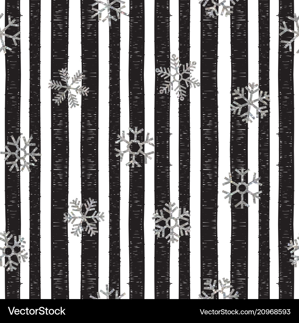 Silver Snowflake Stripe Pattern Vector Image
