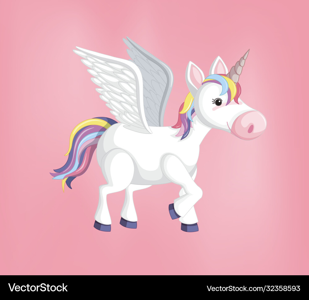 Unicorn or pegasus with rainbow mane and horn – Royalty-Free Vector |  VectorStock
