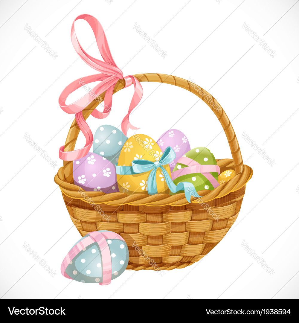 Basket with easter eggs Royalty Free Vector Image