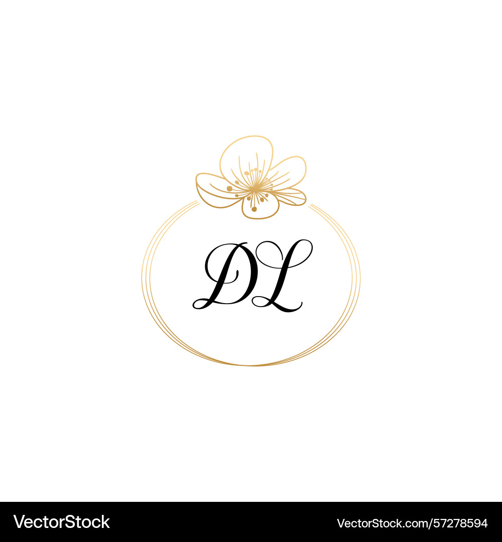 Botanical monogram logos with initial dl Botanical monogram logos with initial dl vector image