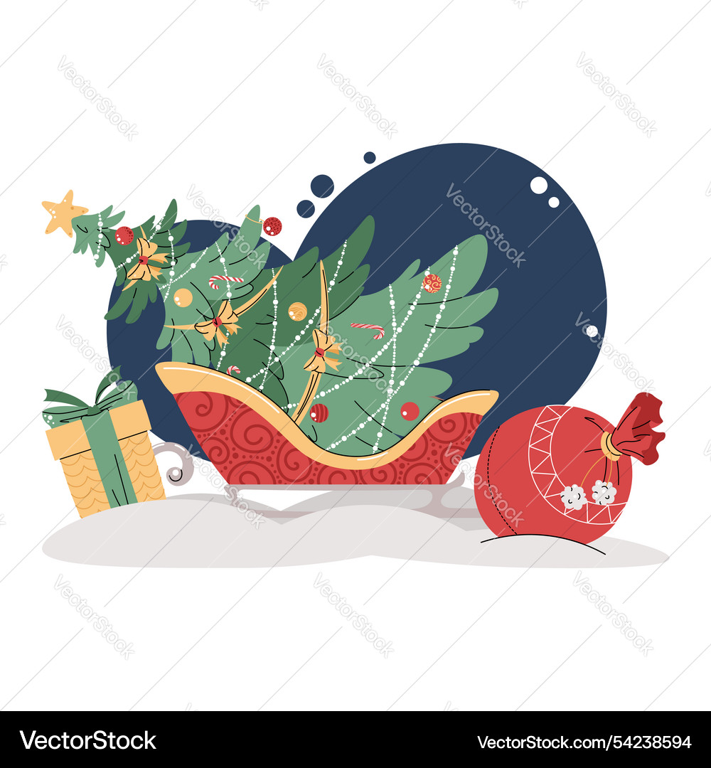 Christmas with a sleigh Royalty Free Vector Image