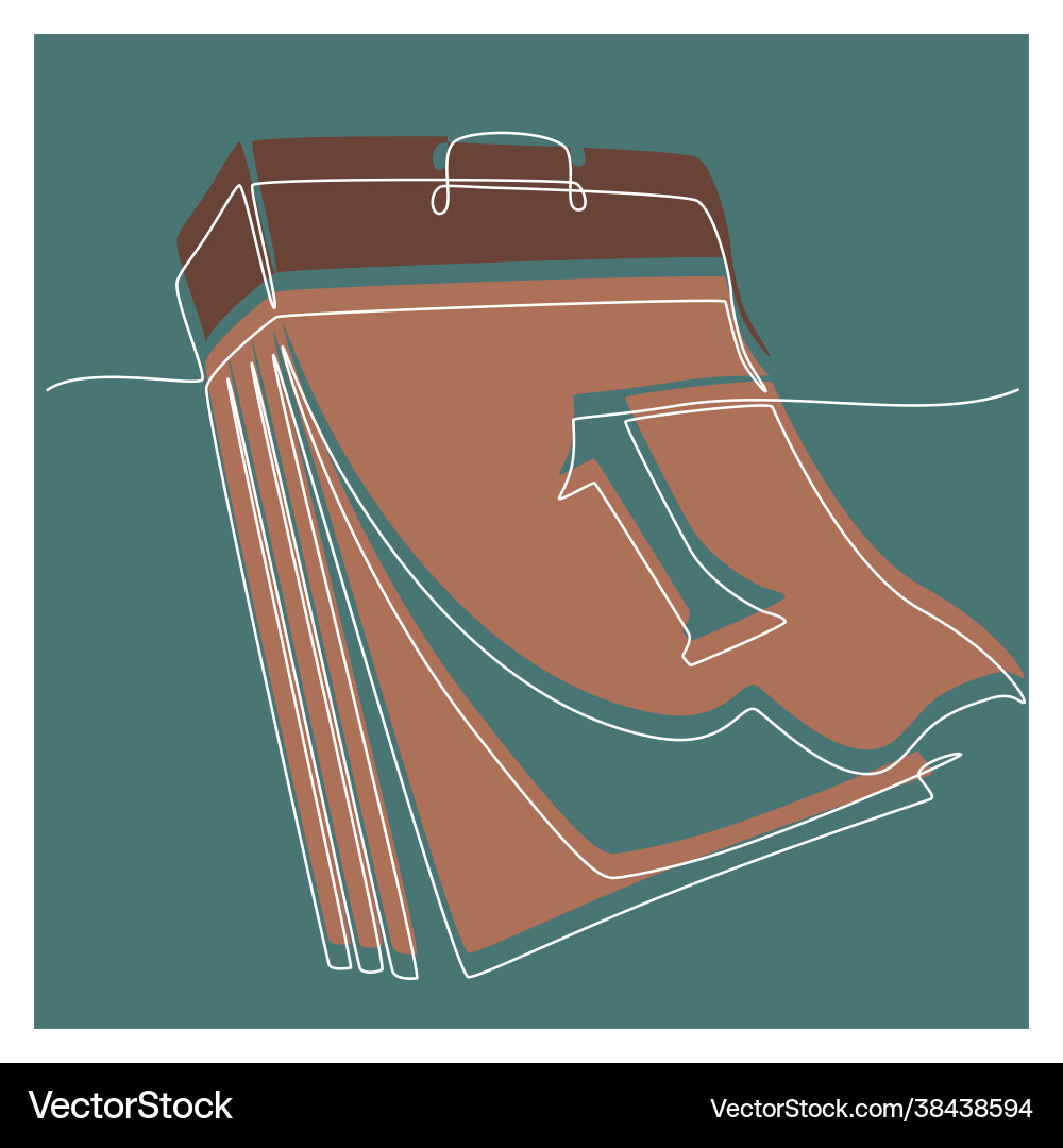 Continuous line drawing calendar abstract shape Vector Image