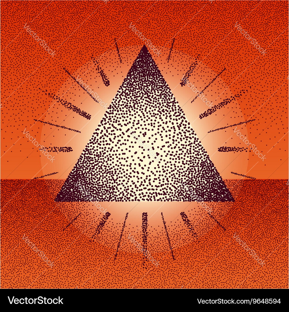 Dotwork raster triangle with rays Vector Image