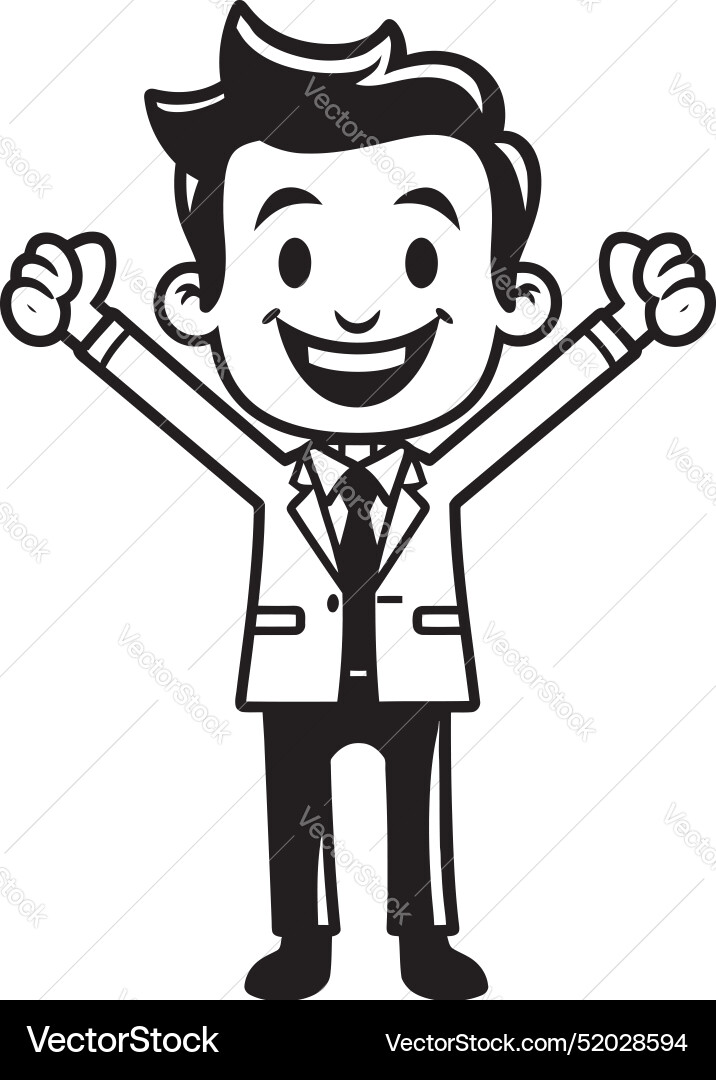 Ecstatic business leader caricature stick figure Ecstatic business leader caricature stick figure vector image