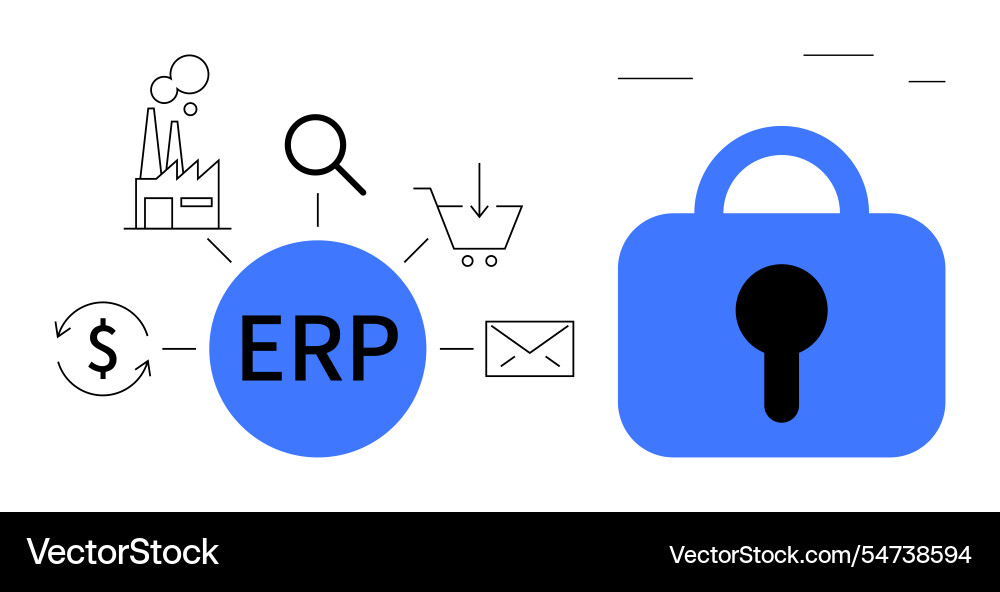 Erp system integration with cybersecurity Erp system integration with cybersecurity vector image