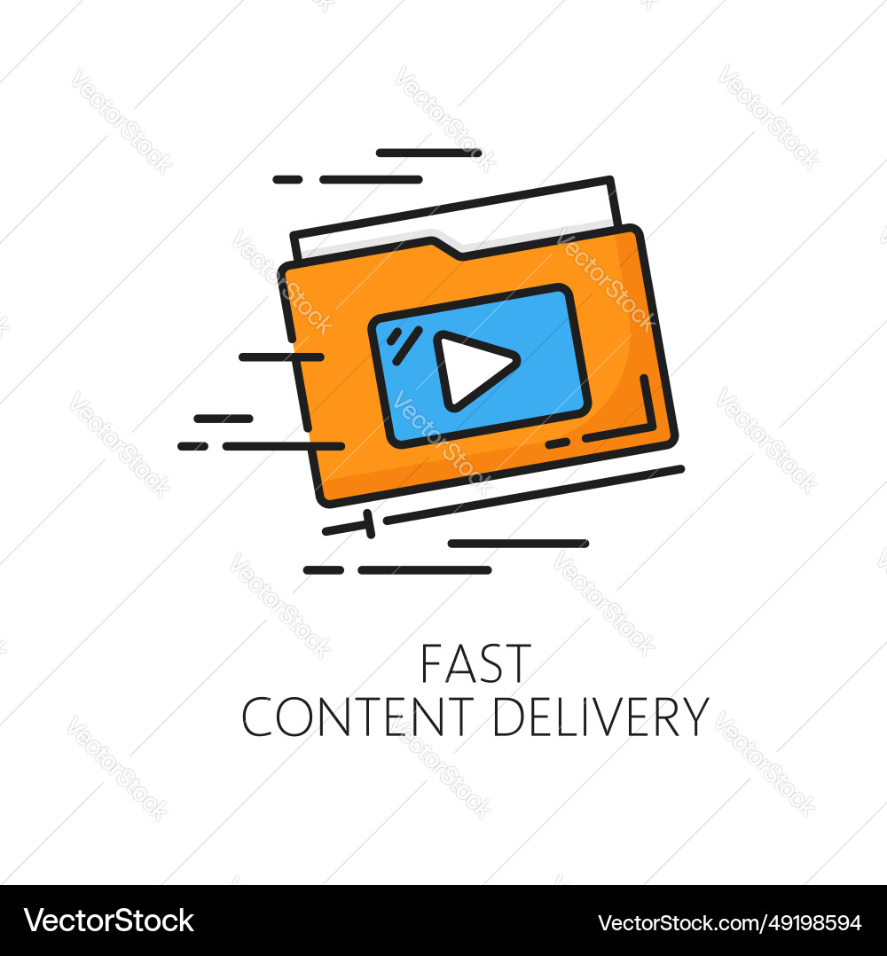 Fast content delivery cdn thin line icon or sign Fast content delivery cdn thin line icon or sign vector image