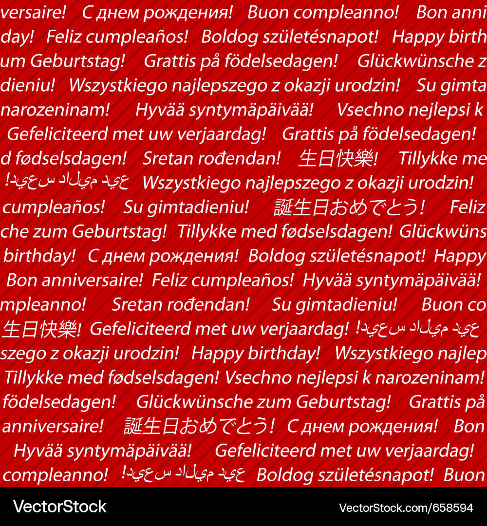 Happy birthday in different languages Royalty Free Vector