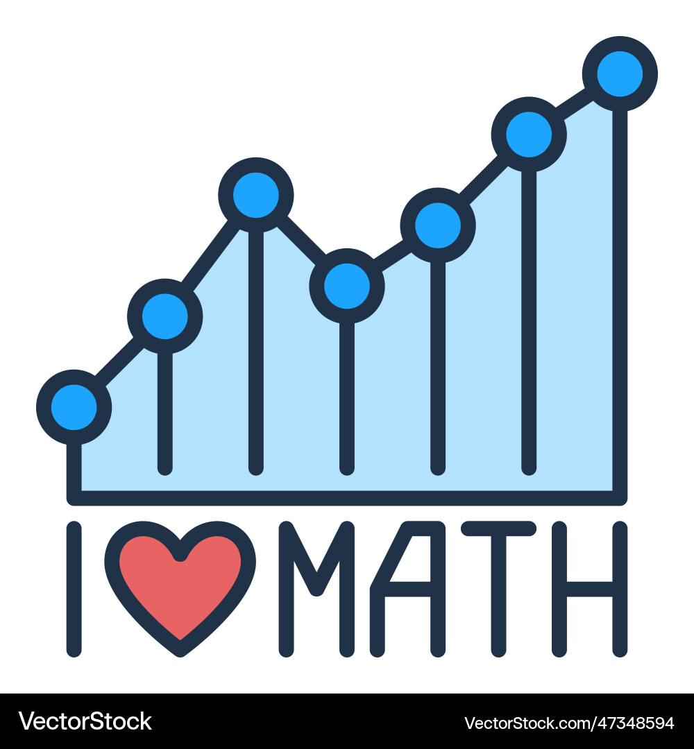 I love math mathematics concept colored icon vector image