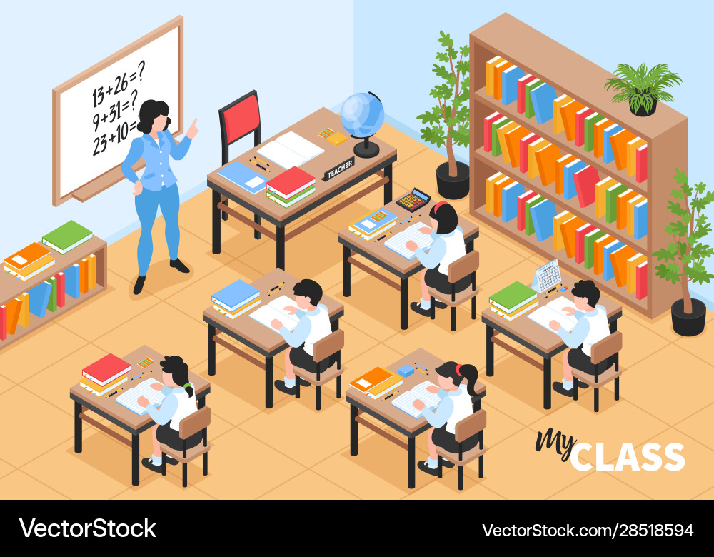 School isometric omposition Royalty Free Vector Image